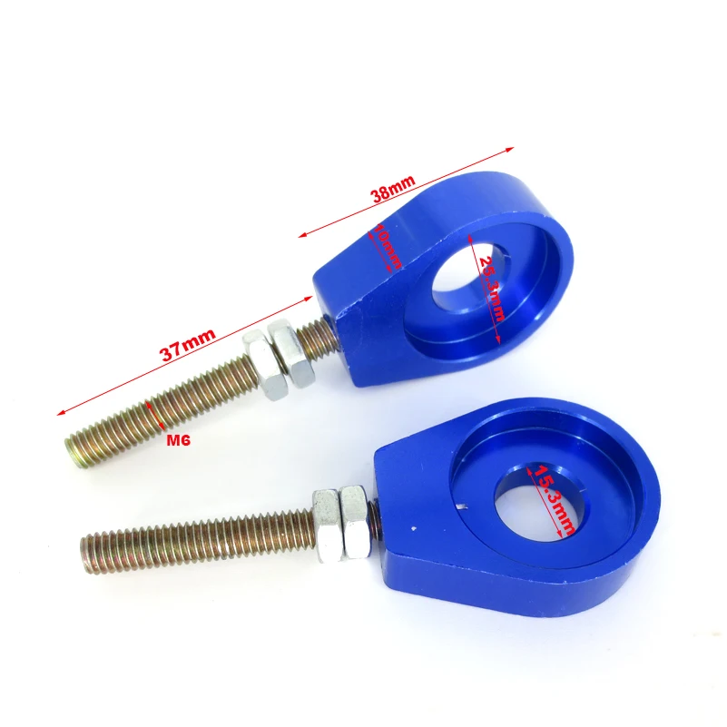 110cc 125cc 140cc Aluminum Chain Tensioner Adjuster Dirt Bike Pit ATV Motorcycle Scooter 12mm or 15mm Rear Wheel axle hole