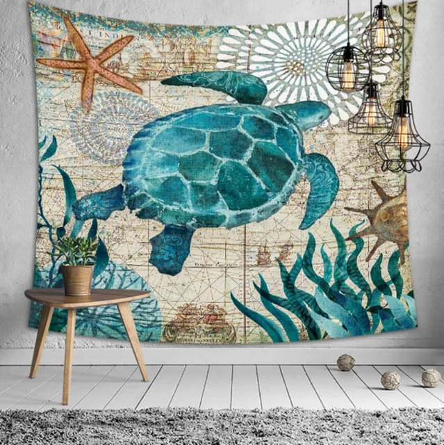Sea Turtle Tapestry Sunset Tapestry Underwater World Tapestry