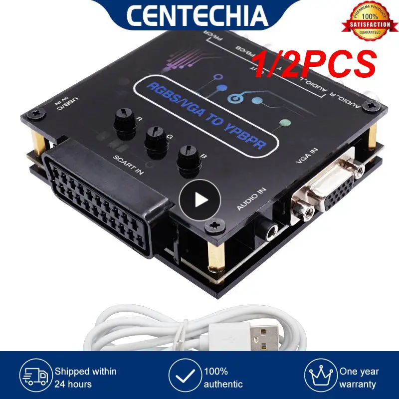 

Адаптер для видеоадаптера 1/2 шт. на RGBS VGA SCART, Регулируемый цвет яркости, видео адаптер RGBS VGA SCART на YPBPR, цвет конвертер разницы