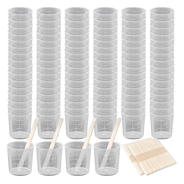 100 Pack 60Ml/2Oz Plastic Graduated Cups Transparent Scale Cups