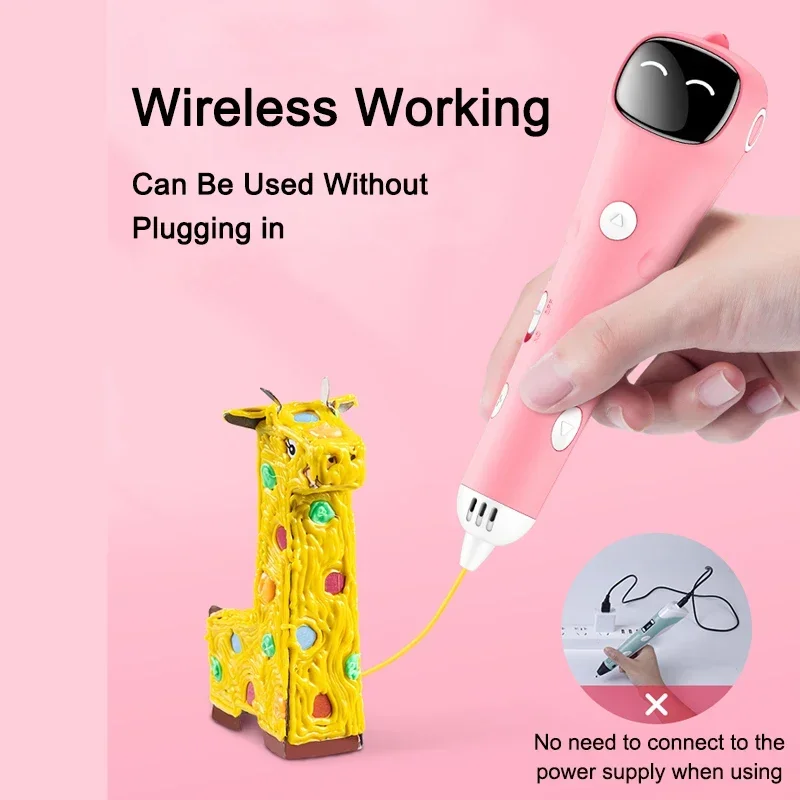 Wireless 3D Printing Pen for Children Low Temperature 3D Drawing Pen with PCL Filament Toys for Kids Gift DIY Drawing Doodle New