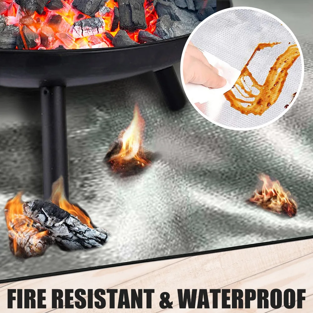 Tapis de fosse à feu réutilisable, couverture anti-feu Durable, couverture  de BBQ, tapis de sol, Protection ignifuge, tapis de foyer d'extérieur -  AliExpress