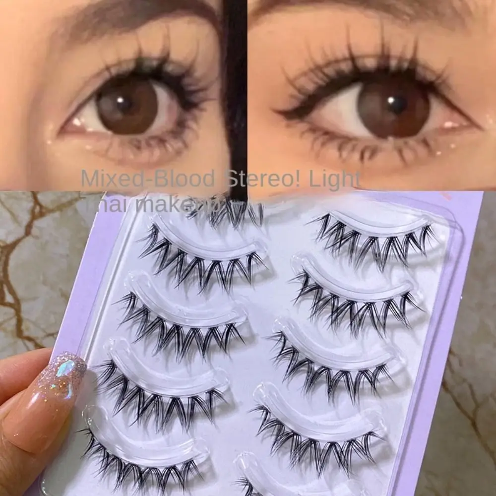 

Натуральный вид манга ресницы Смешанная кровь Тай макияж пушистые кудрявые Wispy прозрачная лента накладные ресницы для женщин и девушек