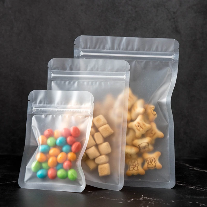 8 30 pcs Frosted Food Packaging Ziplock Bags Transparent Sealed Storage
