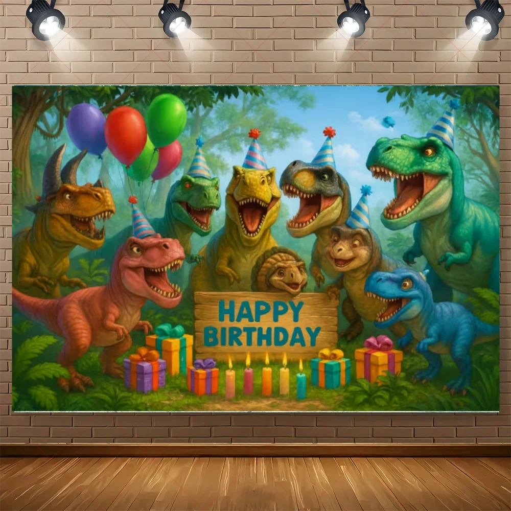 Jurassic Dinosaurier-Themen Geburtstagsparty-Dekorationen Hintergrund Dinosaurier-Dschungel-Zubehör Hintergrundposter Fotografie-Requisite Kindergeschenk – Detail 2