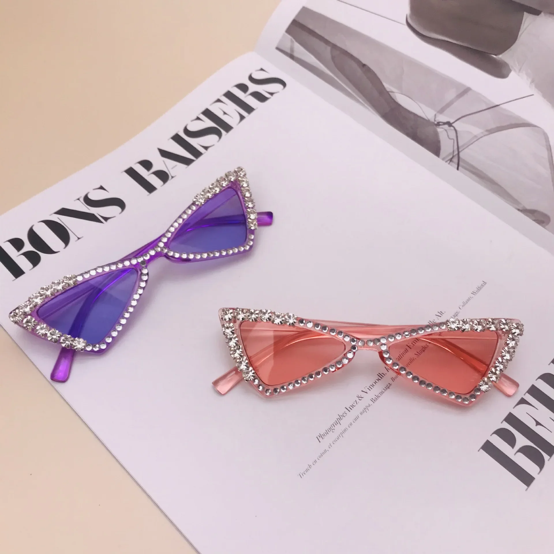 Kids Diamond Crystal Cat Eye Sunglasses Sun Glasses UV400 Summer Shades Black Red Small Eyewear Luxury Gafas