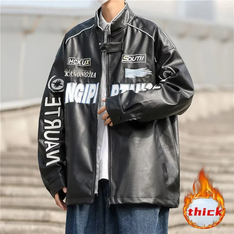 

American Jacket Men's Fashionable Pilot Motorcycle Suit Hiphop Trendy Brand Loose Oversized Ruffian Handsome Top Spring Autumn