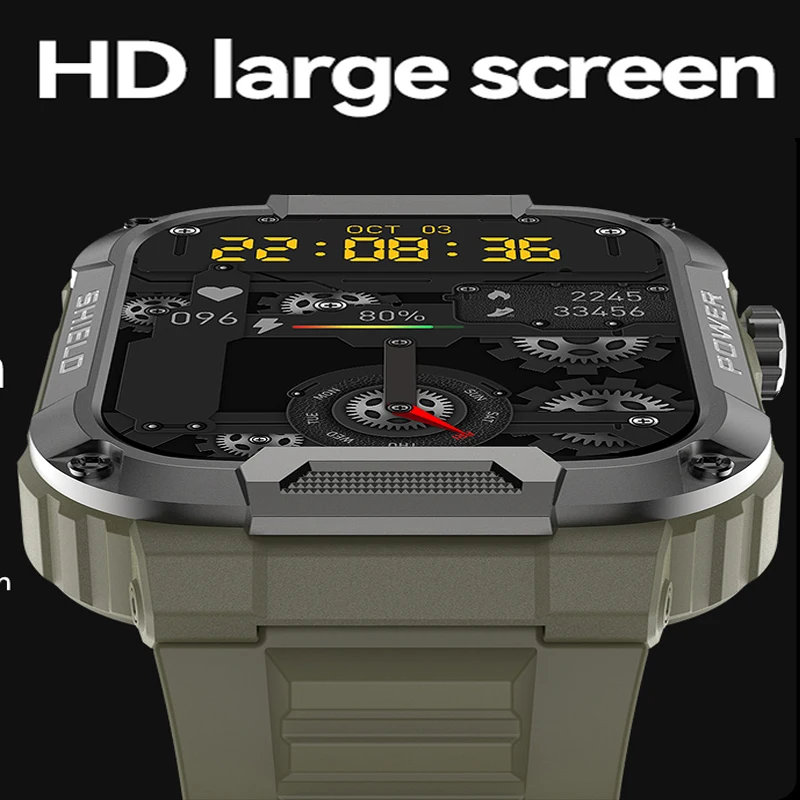 

2023 Men Smart Watch Military Healthy Monitor AI Voice Bluetooth Call Fitness Waterproof Sports Smartwatch for IOS Android Phon
