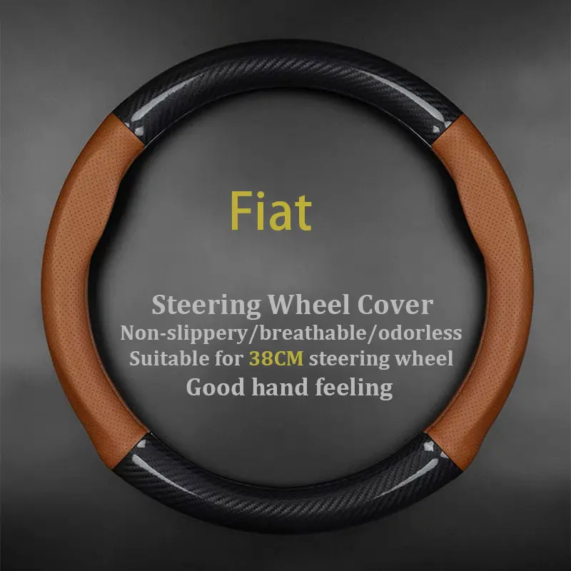 No Smell Thin For Fiat Steering Wheel Cover Leather Carbon Fit Argo 500