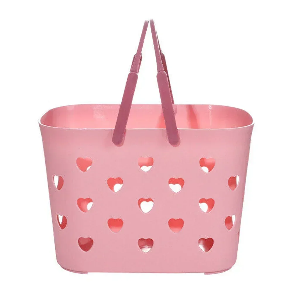 1pc Shower Caddys Basket Bathroom Storage With Handle Hollow Out Vegetable Basket Home Kitchen Bathroom Storage Tools