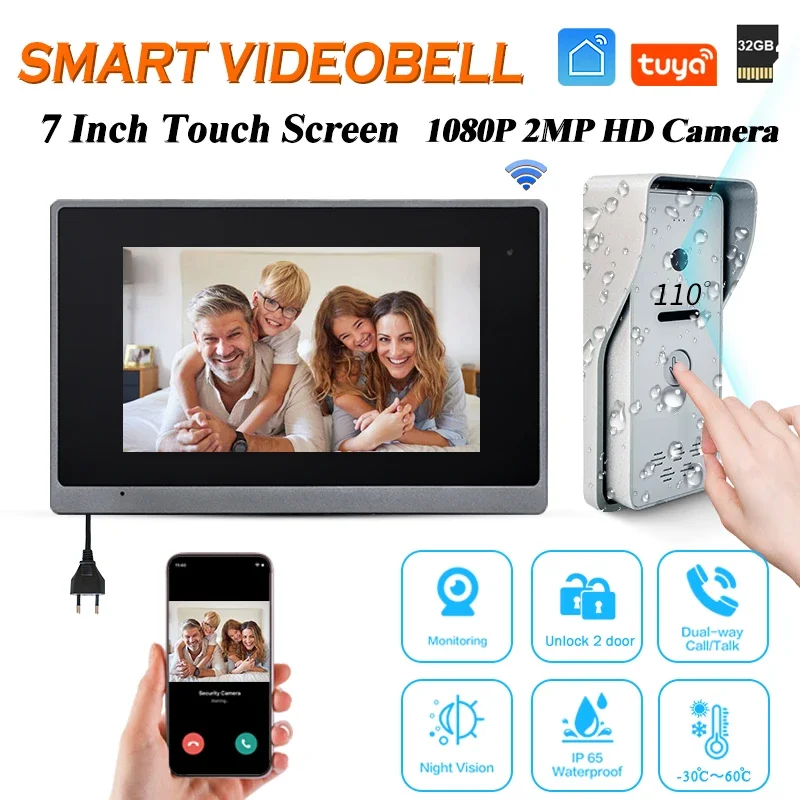 

Умный звонок с HD-камерой, 7 дюймов, Wi-Fi