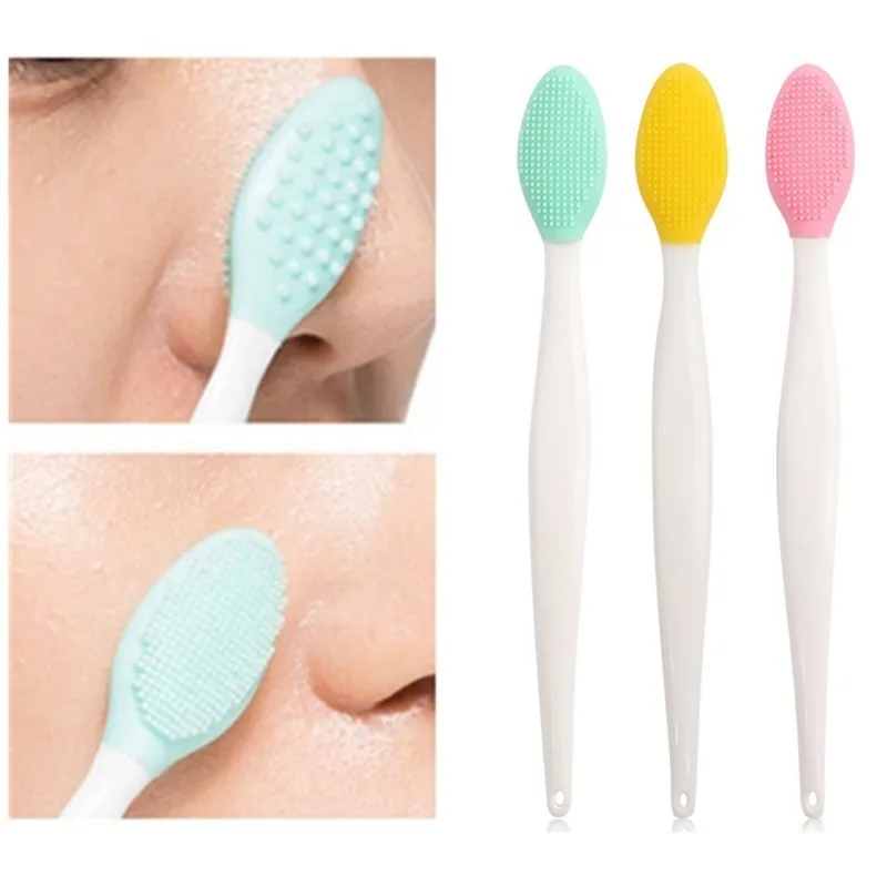 Beauty Skin Care Wash Face Silicone Brush Exfoliating Nose Cleaner Blackhead Removal Brush Tool Blemish Face Scrub Massager exfoliating shower massage brush suction cup pad rub back foot wash brush silicone non slip bathing body cleaning tool