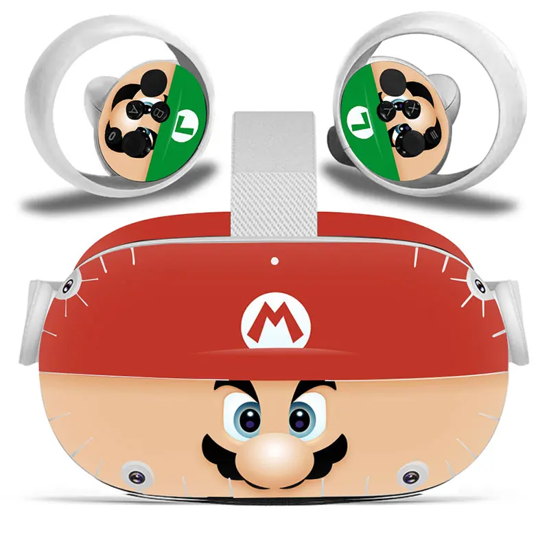 Pokemon Pikachu Mario Vinyl Skin Sticker for Oculus Quest 2 VR Skin Sticker Headset Virtual Reality Decals Protective PVC 
