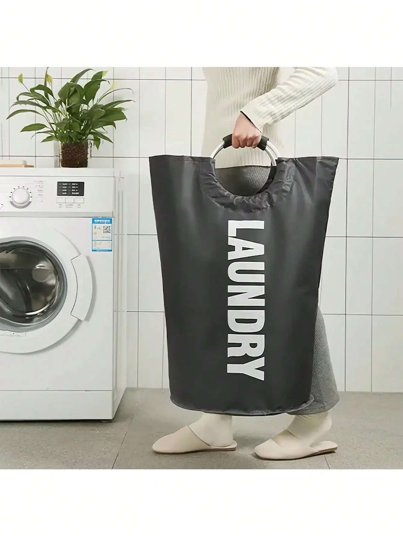 1pc Large Capacity Laundry Basket Foldable Waterproof Suitable For Multifunctional Storage Buckets In Homes Bathrooms Laundry 4
