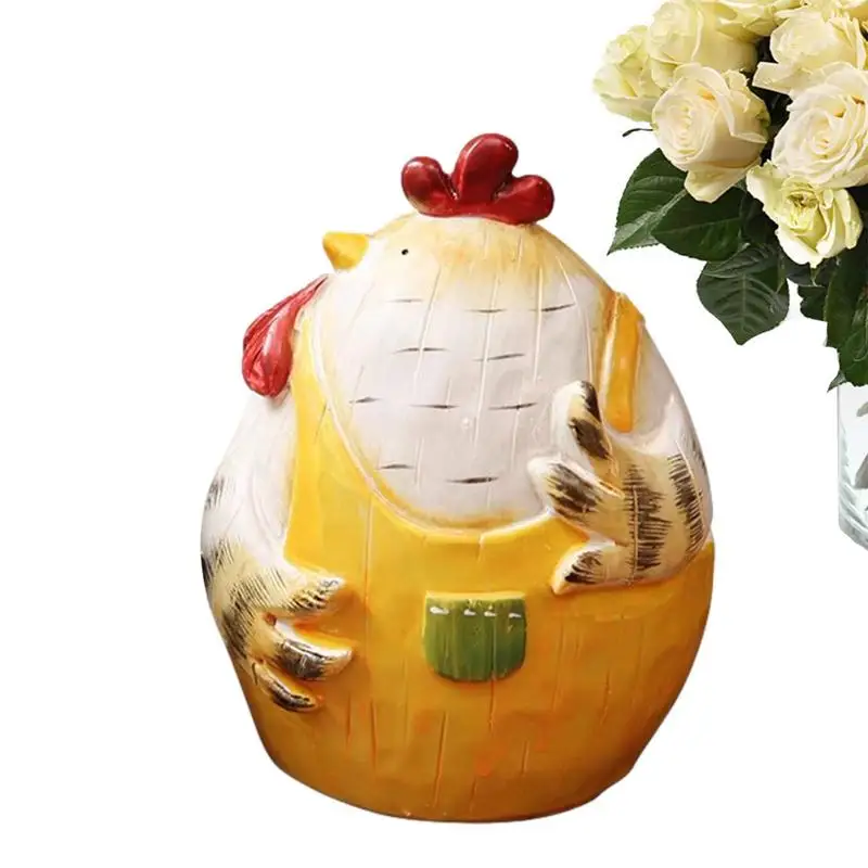 Chicken Hen Statue Retro Easter Chicken Figurine Resin Chicken Desk Decor Spring Chicken Decoration Indossando Bei Vestiti