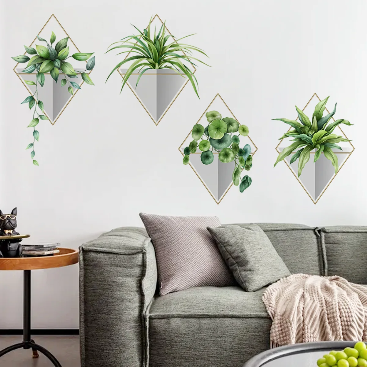 2pcs Creative Green Plant Potted Wall Sticker Backwall Living Room Bedroom Study Restaurant Decorative Mural Wall Sticker Ms8394 45 pcs pack green potted plant decorative washi stickers scrapbooking stick label diary stationery album diy stickers