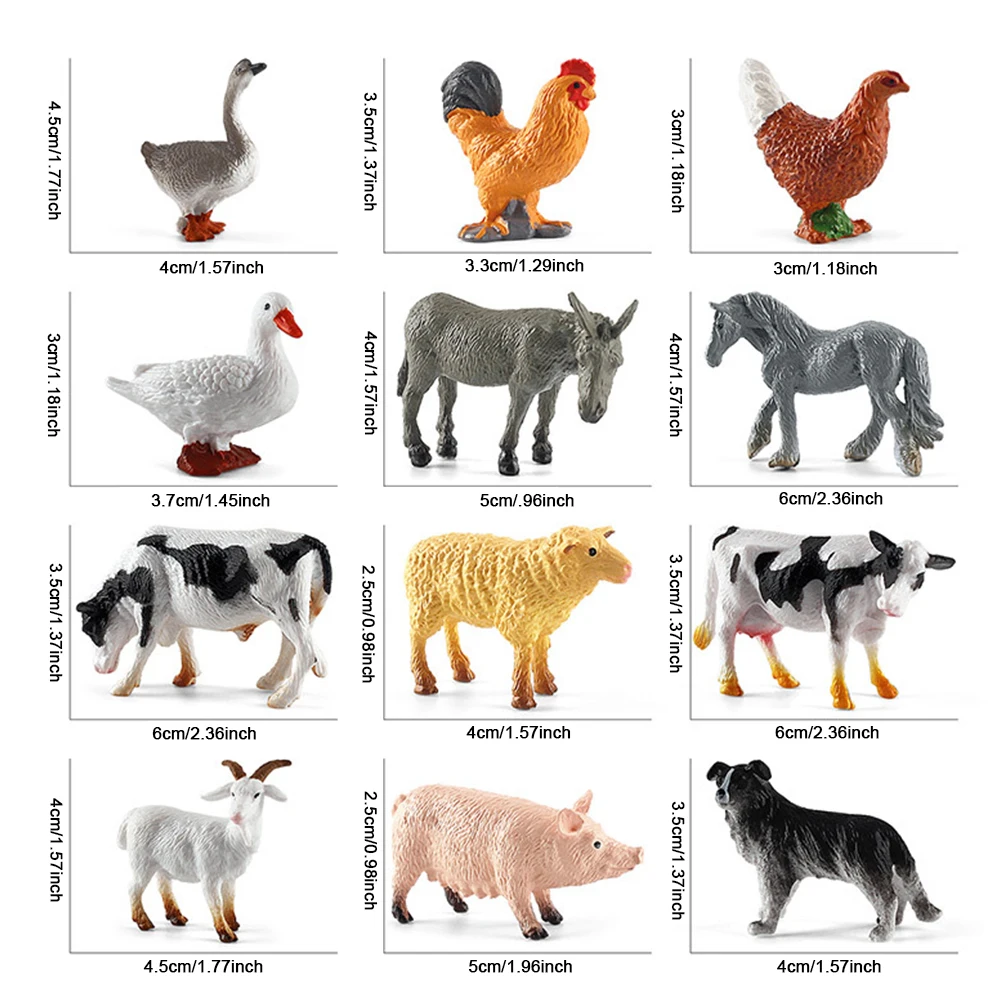 Animal Model Figurines Movable Cute Poultry Figurines Wildlife Chicken Duck Goose Cow Statue Garden Sandbox Home Decoration 6
