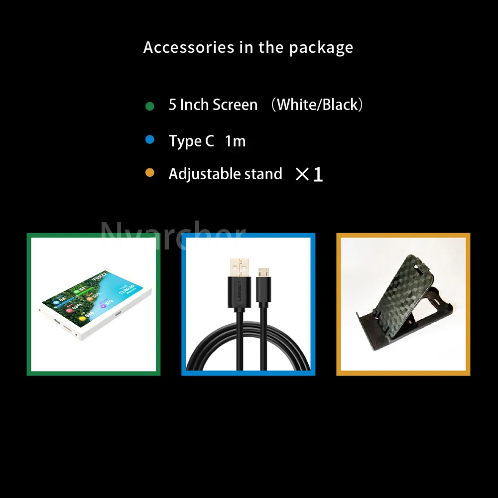 Nvarcher Polegada 800*480 Ips Display Lcd Monitor Aida64 Usb Vertical Sub-tela tipo c Suporte Dinâmico Fundo de Alumínio Escudo - Imagem 6