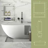 16" x 20" Double Shelf Yellow Rectangle Shower Niche Tile Bathroom Storage Leakproof Plastic Easy Installation Versatile Usage 2