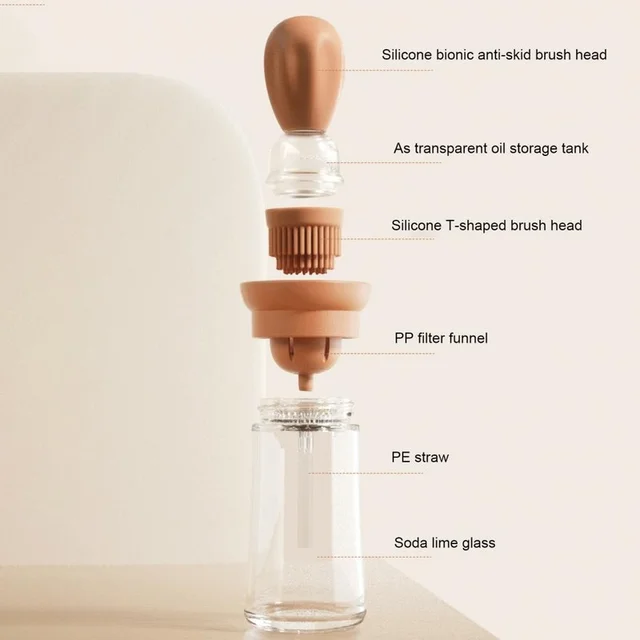 180 Ml Konyhai Olajpalack Szilikon Üvegolaj -Tartály Kefe Grillezésű Spray Palack Olaj Adagoló Főző Szerszámok - Image 5