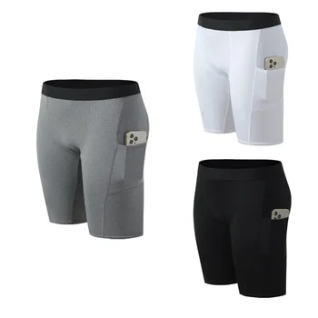 Bodybuilding Running Shorts Quick Dry Gym Fitness Workout Tights Elastic Compression Athletic Sport Pockets Training Leggings 1