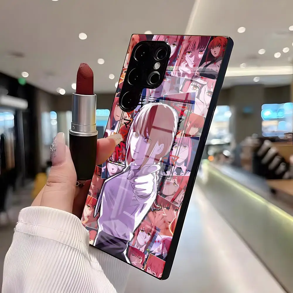 Cool M-Makima Chainsaw Man Glass Phone Case