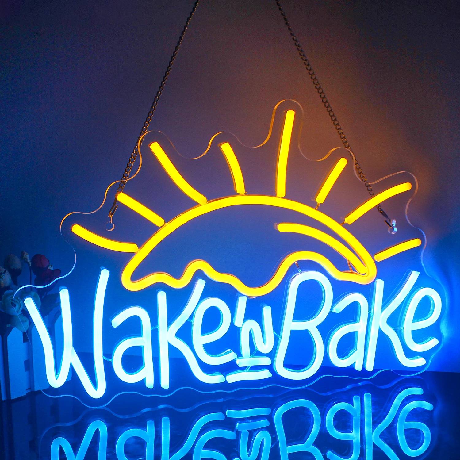 Wake In Bake Neon Signs LED Neon Light Up Sign For Wall Decor Baking Neon Lamp For Home Kitchen Cake Baking Shops Birthday Party