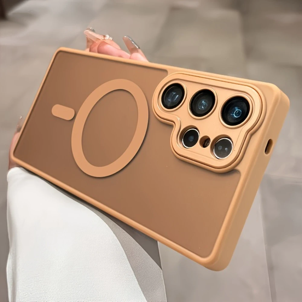 Luxury Translucent Magnetic Armor Case with Matte Back Cover