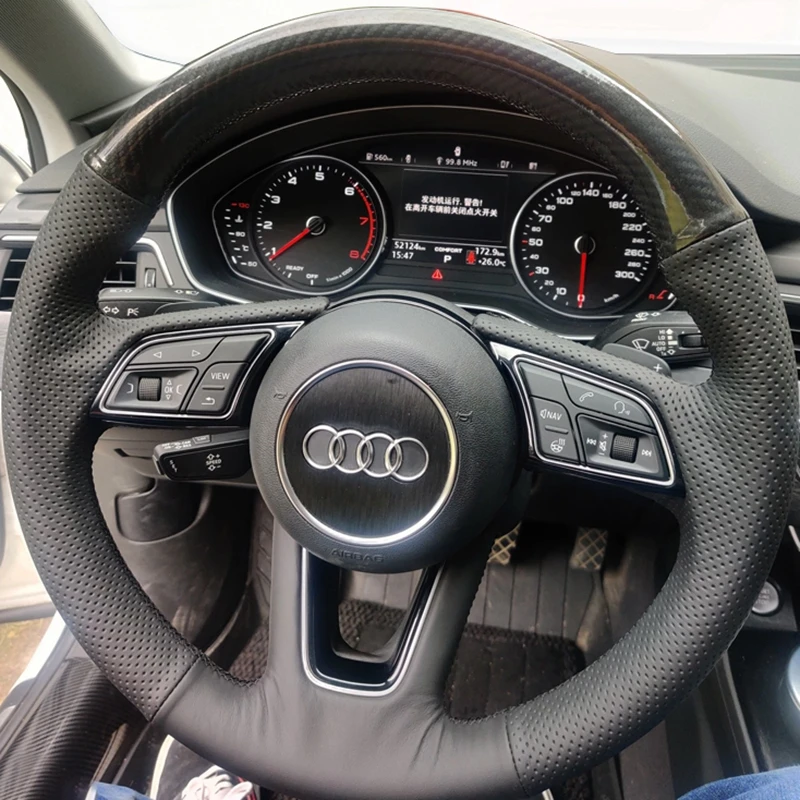 Coprivolante Per Auto Personalizzato In Vera Pelle In Fibra Di Carbonio Adatto Per Audi A1 (8X) Sportback A3 (8V) A4 (B9) Avant A5 (F5) Q2