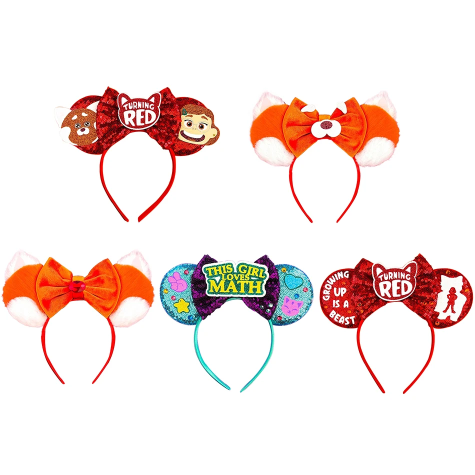 

Disney Turning Red Children's Headband Anime Figure Toys Mei Raccoon Cosplay Cartoon Plush Hairband Hair band Boys Girls Gift