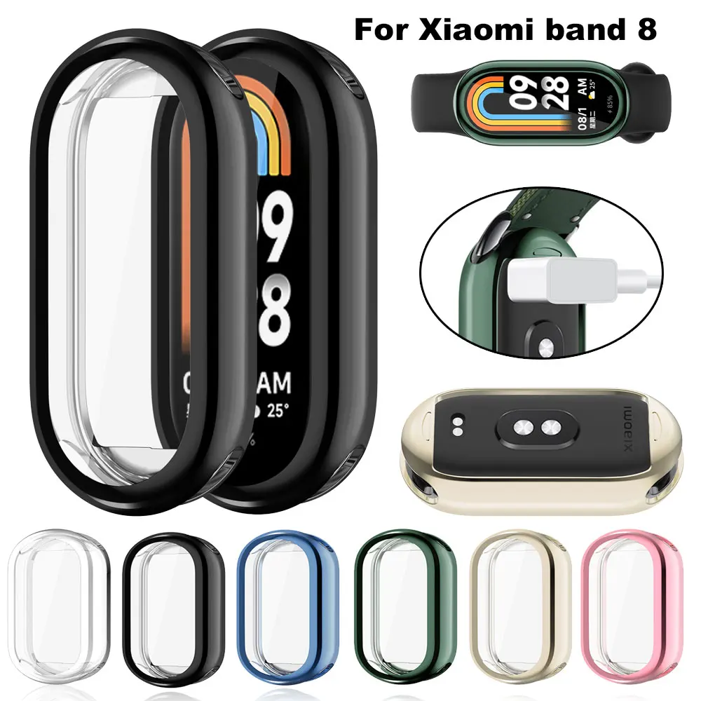 

For Xiaomi Mi Band 8 Soft TPU Soft Protective Cover Xaomi MiBand 8 Band8 MiBand8 Full Screen Protector Shell Bumper Plated Cases