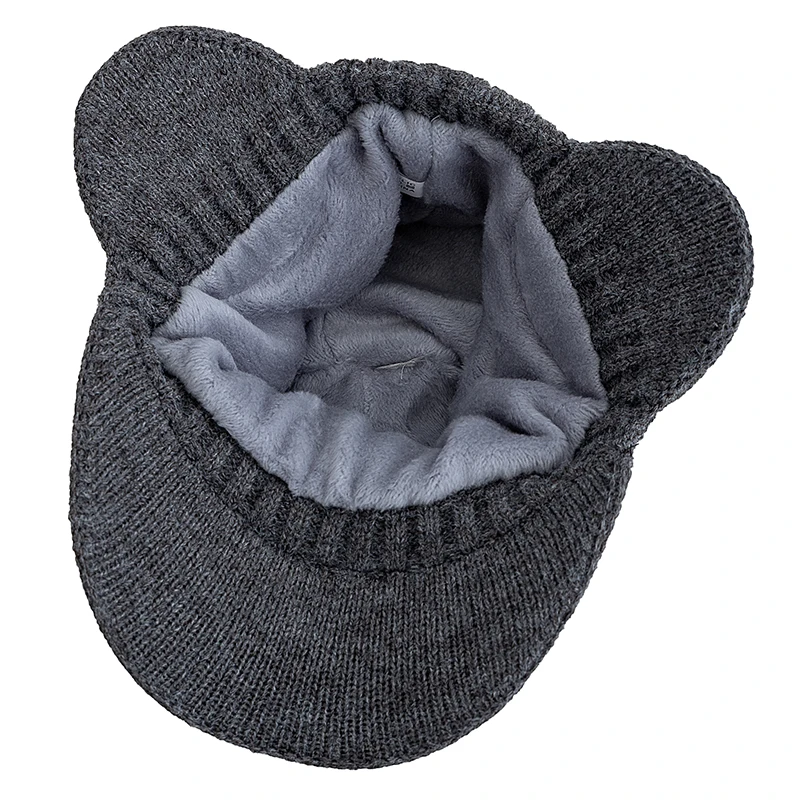 New Style Plush Fur Lined Winter Hat With Earflap Simple Color Beanie Hats For Men Keep Warm Cap Winter Hat Father Warm Gift