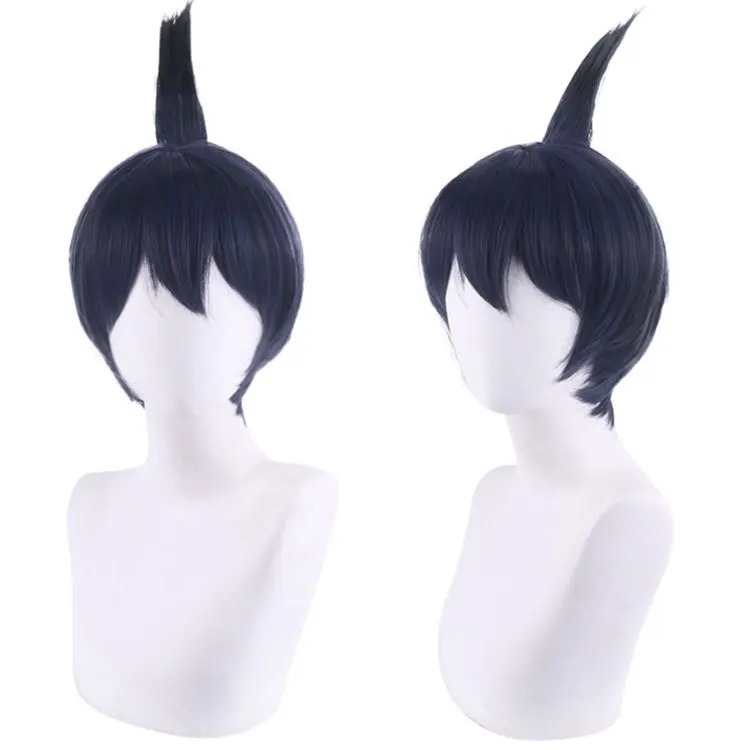 

L-email wig Chainsaw Man Aki Hayakawa Cosplay Wig 30cm Short Dark Blue Straight Man Wig Halloween Heat Resistant Synthetic Wig