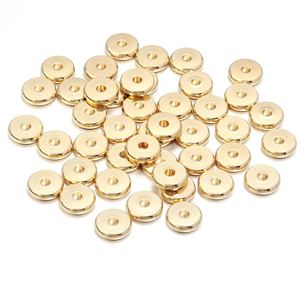 20/50 stücke Flache Runde Edelstahl Perlen Gold Stahl Farbe Rad Lose Spacer Perlen Für Schmuck Machen DIY Halskette zubehör – Detail 21