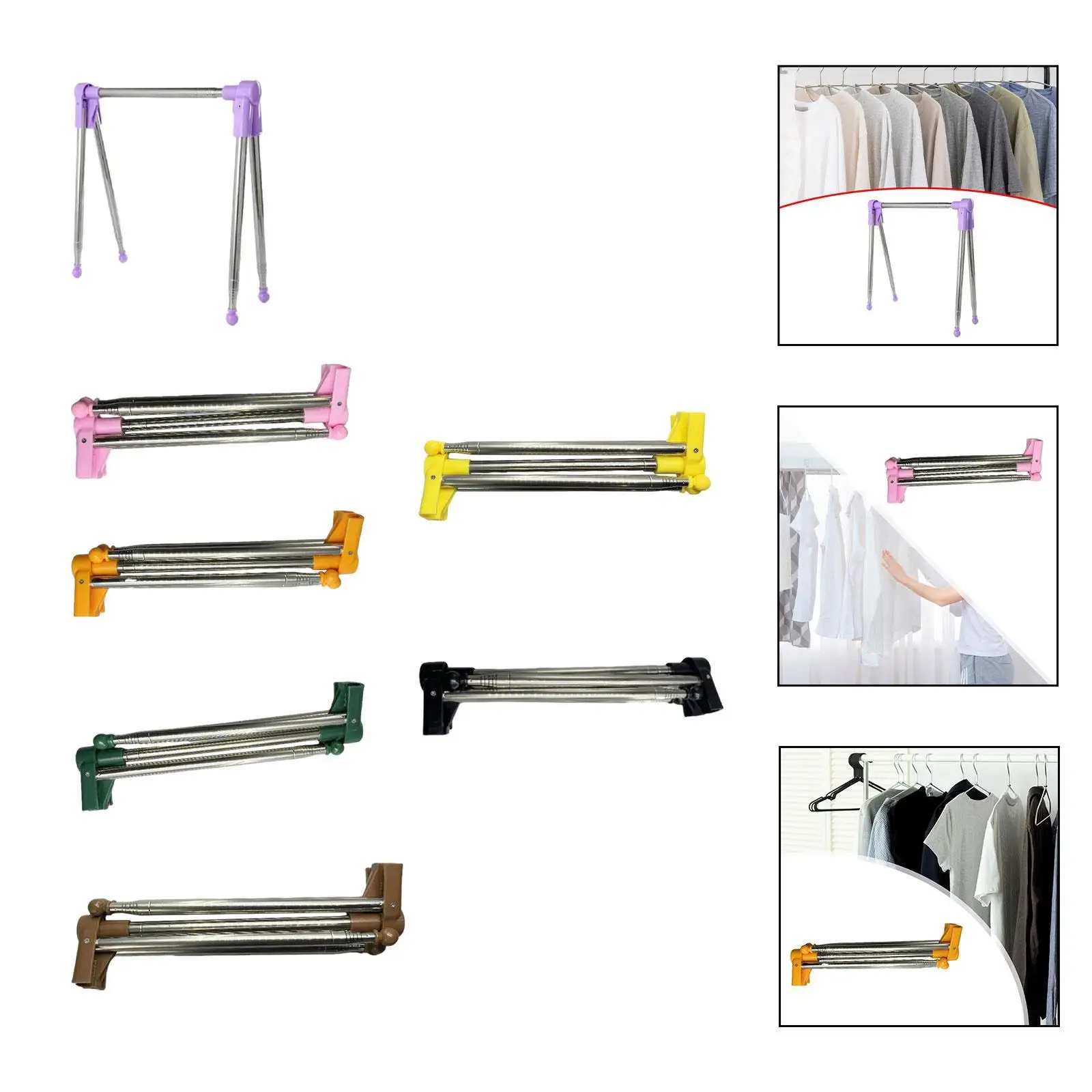 Portable Travel Garment Rack Metal Clothes Rail for Dance Outdoor Hotel Room