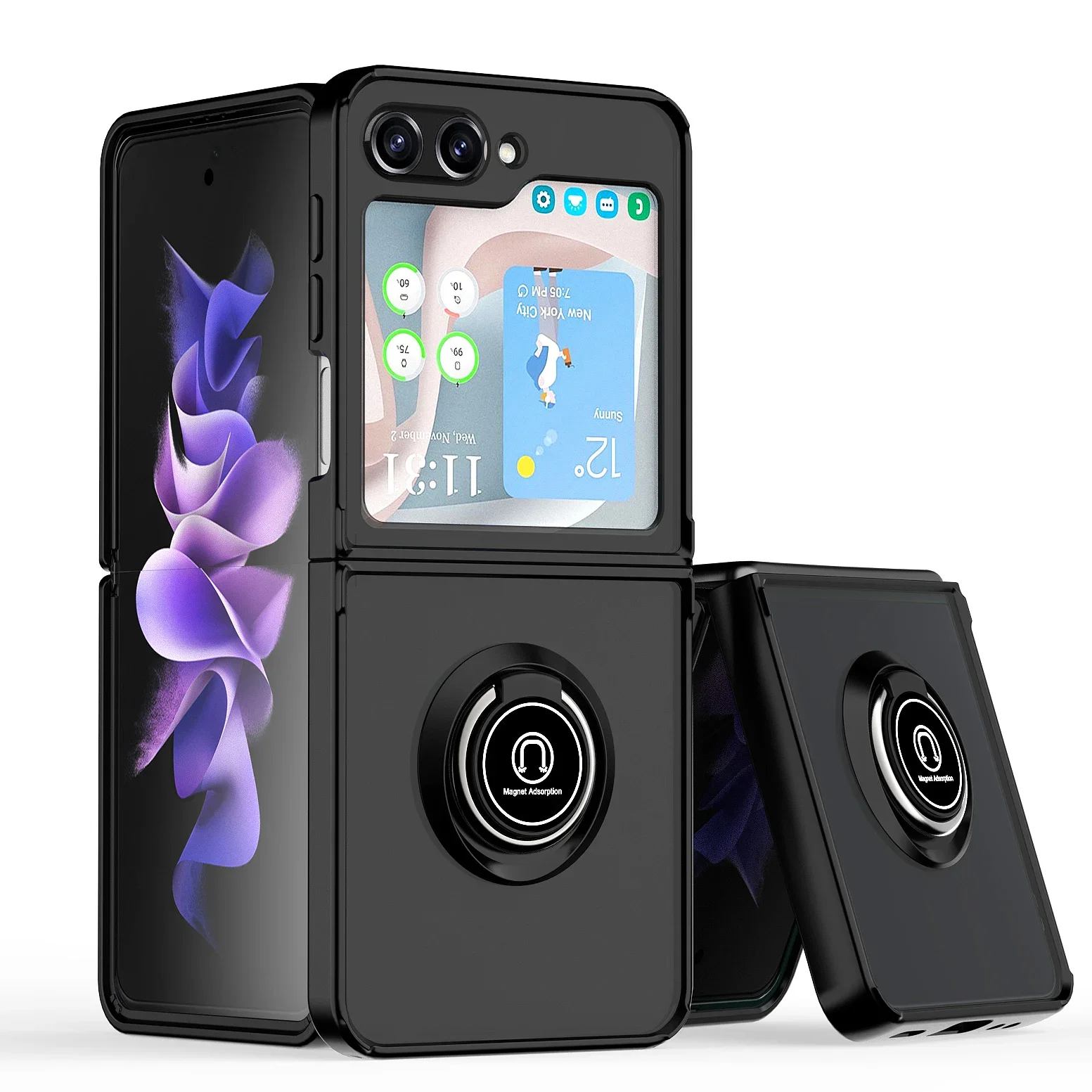 Shockproof Matte Phone Case For Samsung Galaxy Z Flip 6 5 4 3 Protective Cover Ring Stand Holder Shell Capa Funda Coque_voghion.com