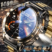 Montre connectée de sport avec batterie ultra grande capacité de 1400mAh, 1.7 pouces, fréquence cardiaque, lampe torche tactique puissante, étanche 5ATM, appel, montre intelligente pour hommes 1