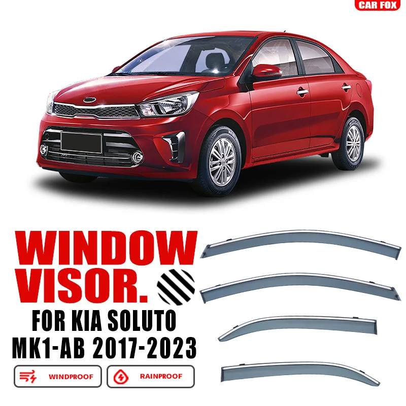 

For KIA Soluto AB 2017-2023 Plastic Window Visor Vent Shades Sun Rain Deflector Guard For Soluto AB 2017-2023