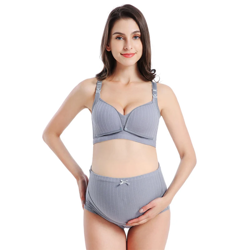 Maternity Nursing Bra Underwear Set Breastfeeding Bra Pregnancy Panties High Waist Adjustable Belly Lift Pregnant Women Clothes