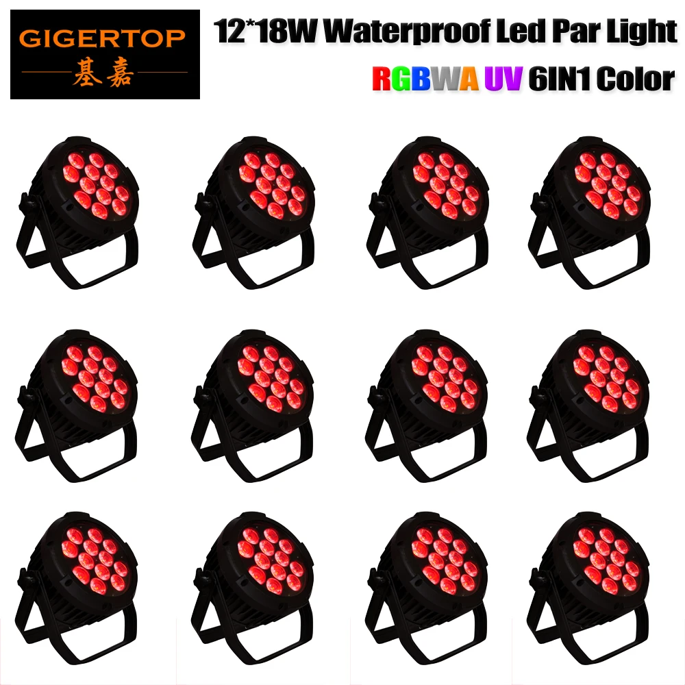 

LED Par Lights DJ Lights, TIPTOP 12 x 18W RGBWA UV 6 in 1 Stage Par Light Big Lens IP65 DMX Sound Activated Led Slim Par Can