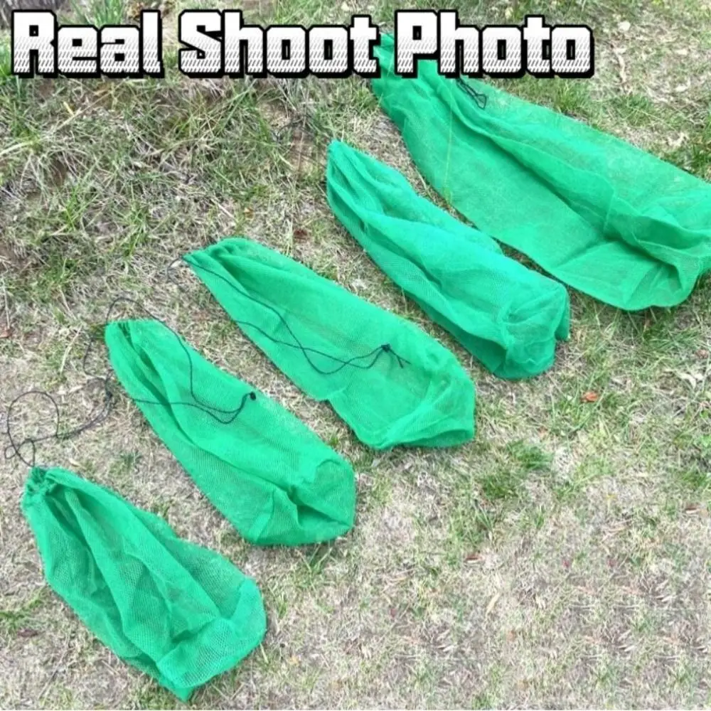 Green Fishing Net Bag Toughness Nylon Foldable Fishing Basket And Protection Green Fish Cage