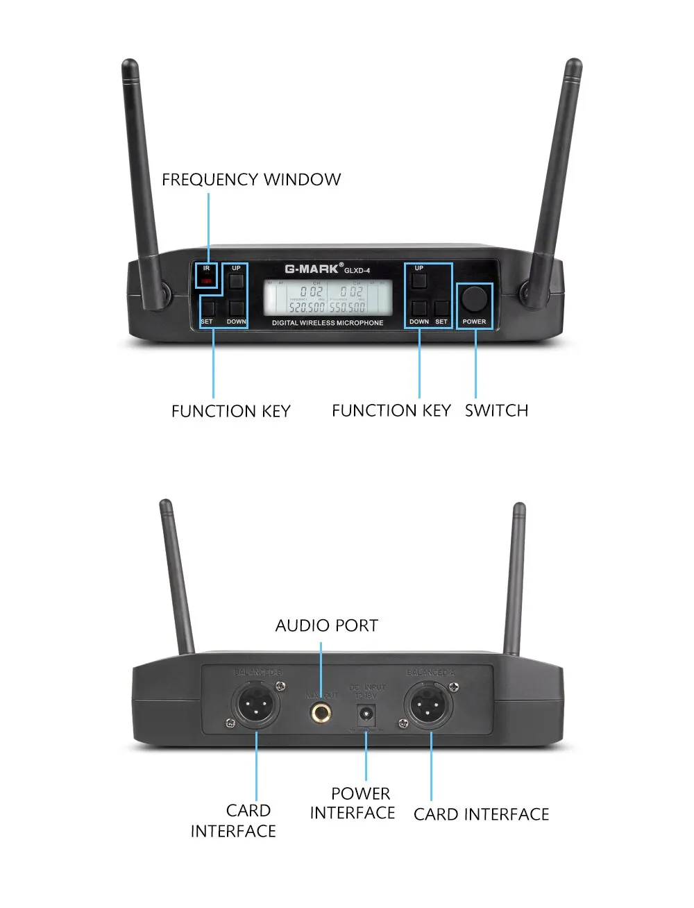 마이크 무선 G-MARK GLXD4 전문 UHF 시스템 무대 연설 웨딩 쇼 밴드 홈 파티 교회를위한 핸드 헬드 마이크