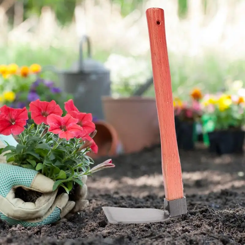 Description Picture 6 of itemIron Gardening Cultivator Manual Wooden Handle Agriculture Hoe Vegetable Farming Tool Weeding Hoe