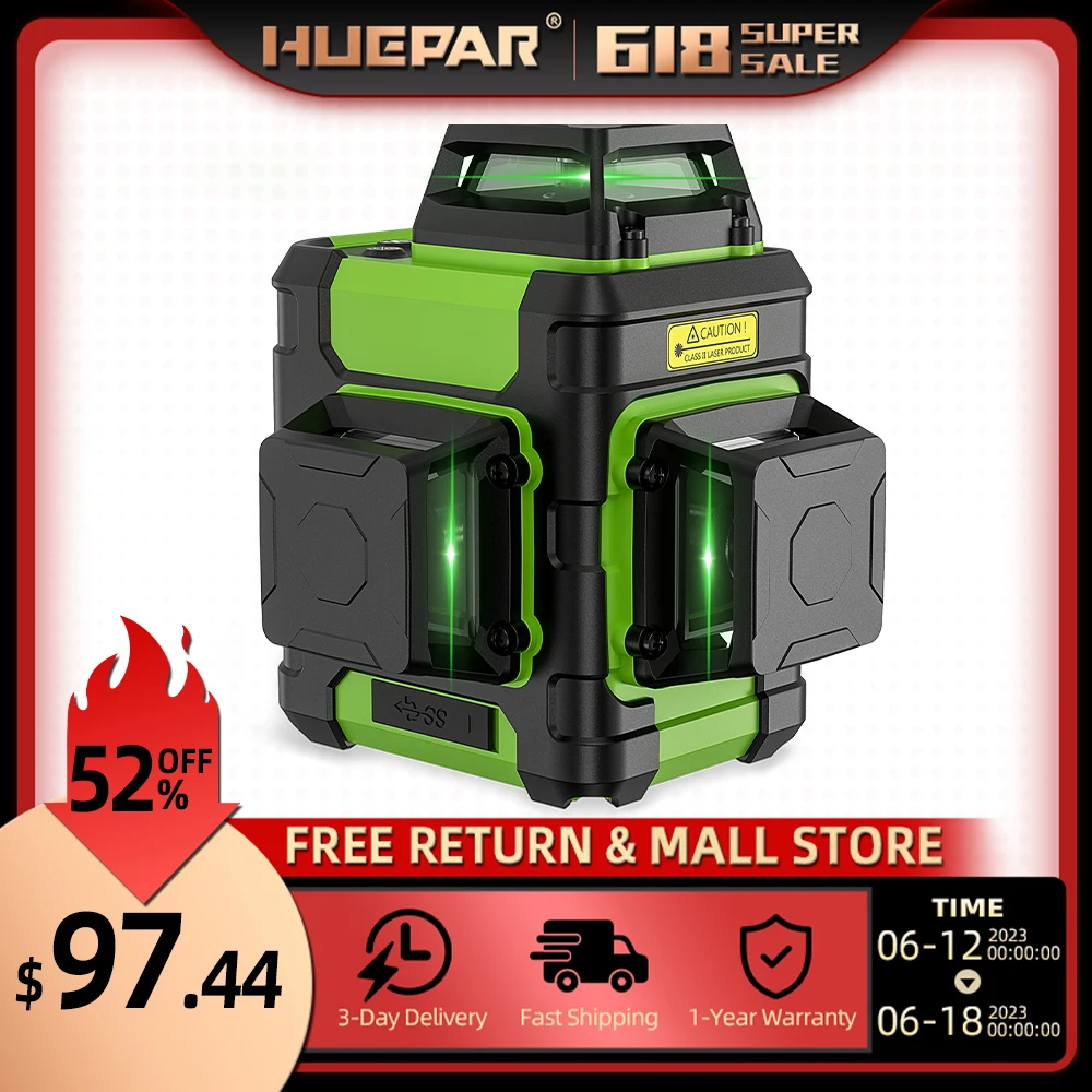 Huepar Laser Level 12 Lines Laser Level Tools 3x360 Laser Level huepar-laser-level-12-lines-laser-level-tools-3x360-laser-level