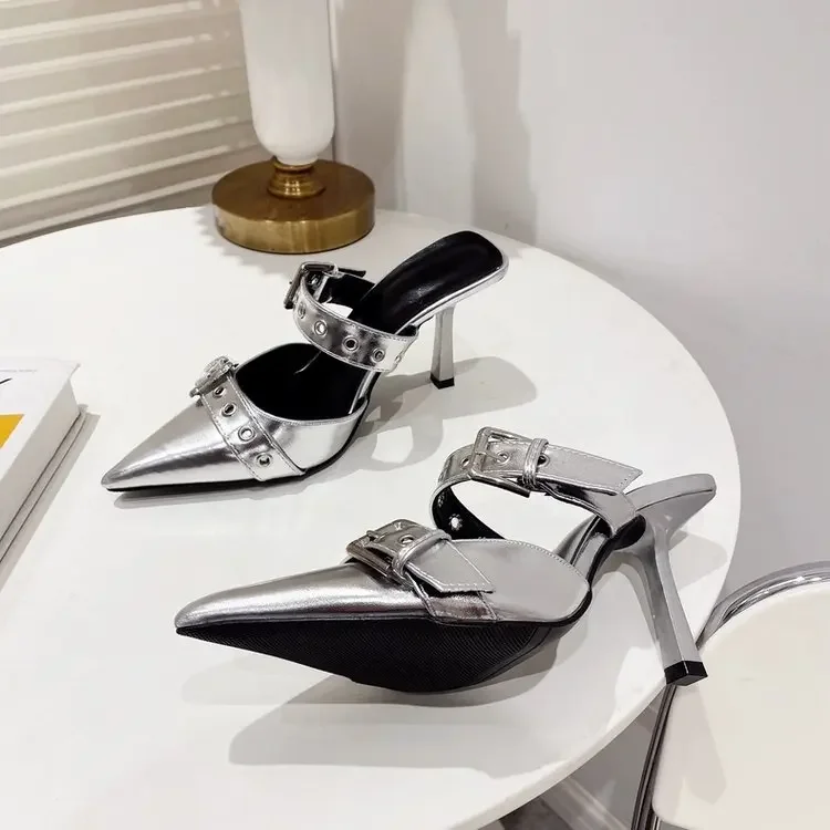 

Женские туфли на высоком каблуке, Элегантные повседневные и удобные туфли с острым носком и пряжкой-шпилькой, лето 2024