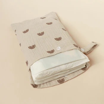 Borsa per pannolini da esterno per bambini pieghevole multifunzionale in cotone 100% con tasca singola Borsa per appendere passeggino per biberon