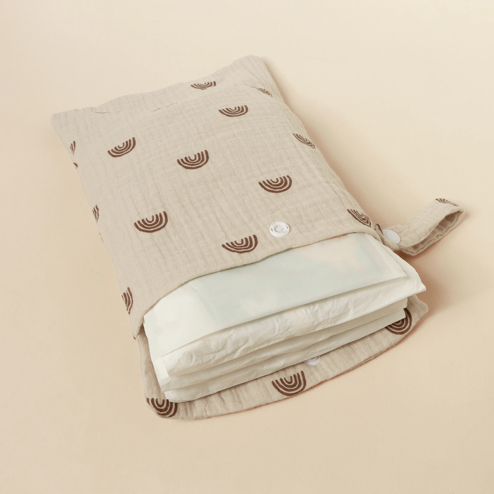 100%Cotton Multi Functional Foldable Single Pocket Baby Outdoor Diaper Storage Bag Baby Bottle Stroller Hanging Bag