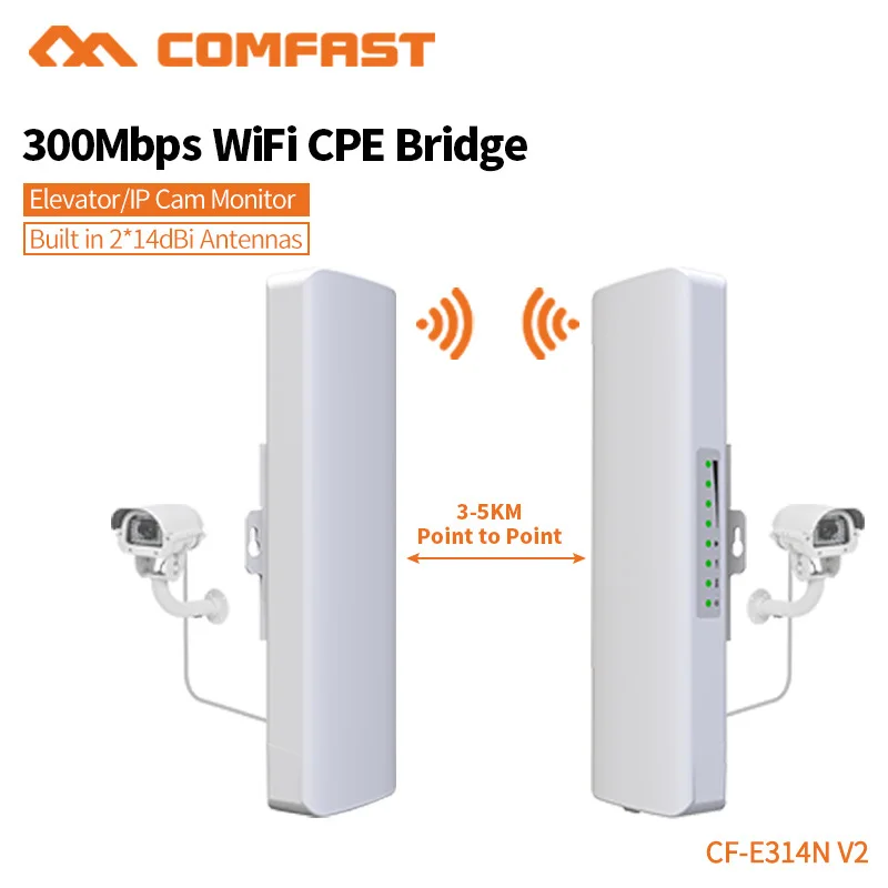 Amplificatore Booster segnale ponte WiFi esterno 300Mbps 2.4Ghz 1-5km  Extender 14dBi ricevitore Wifi ad alto guadagno per progetti di telecamere  IP