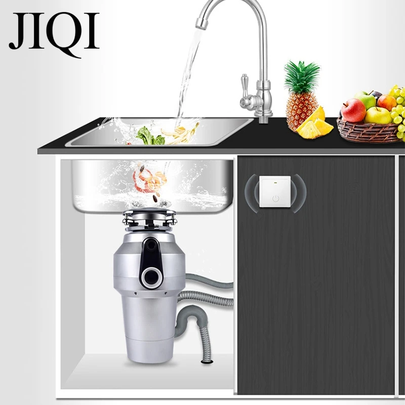 JIQI 560W Food Waste Disposer Food Residue Garbage Processor Sewer Rubbish Disposal Crushing Grinder Wireless/Air Switch 220V 4