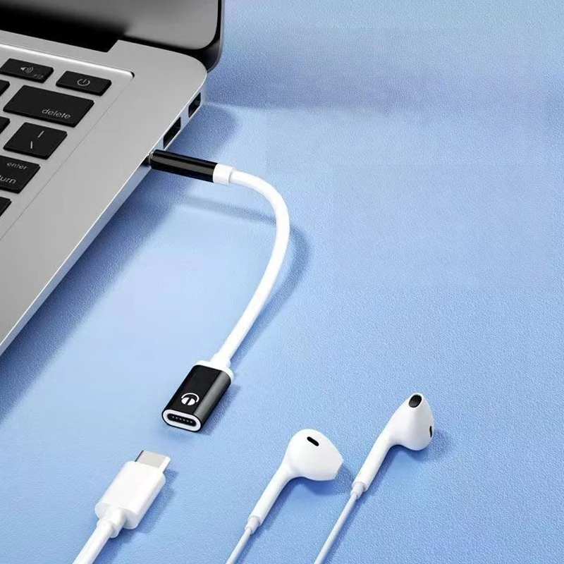Headphone Adapter Cable 1pcs 3.5mm Male To Type-C Female Headphone Aux Cable Converter Type-C To Flat Headphone Round Head Adapter Cable
